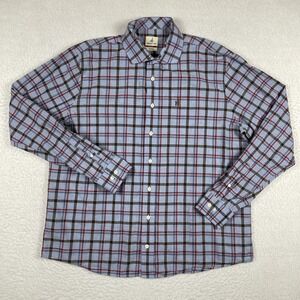Johnnie O Shirt‎ Mens XL Blue Plaid Surf Preppy Casual Office Travel Vacation